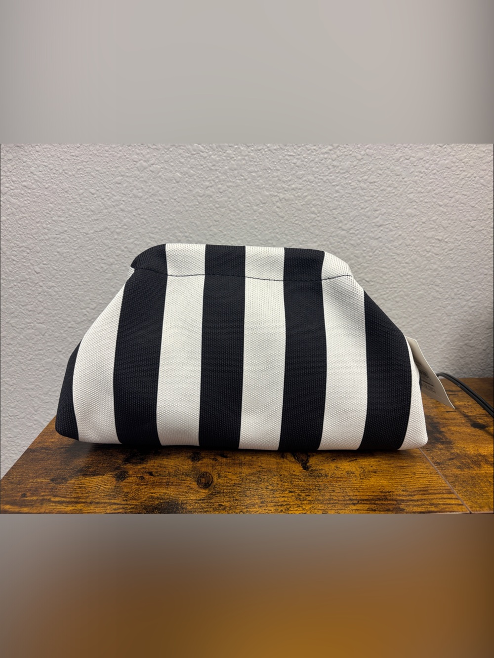 NWT Free Assembly Striped Women’s Black/Khaki Knit Clutch Handbag